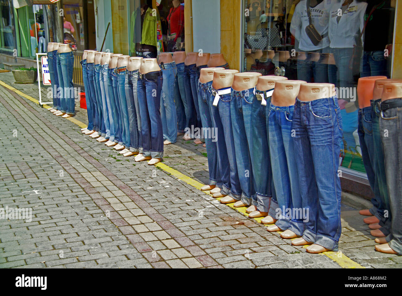jeans on sale in Turkish market Stock Photo - Alamy