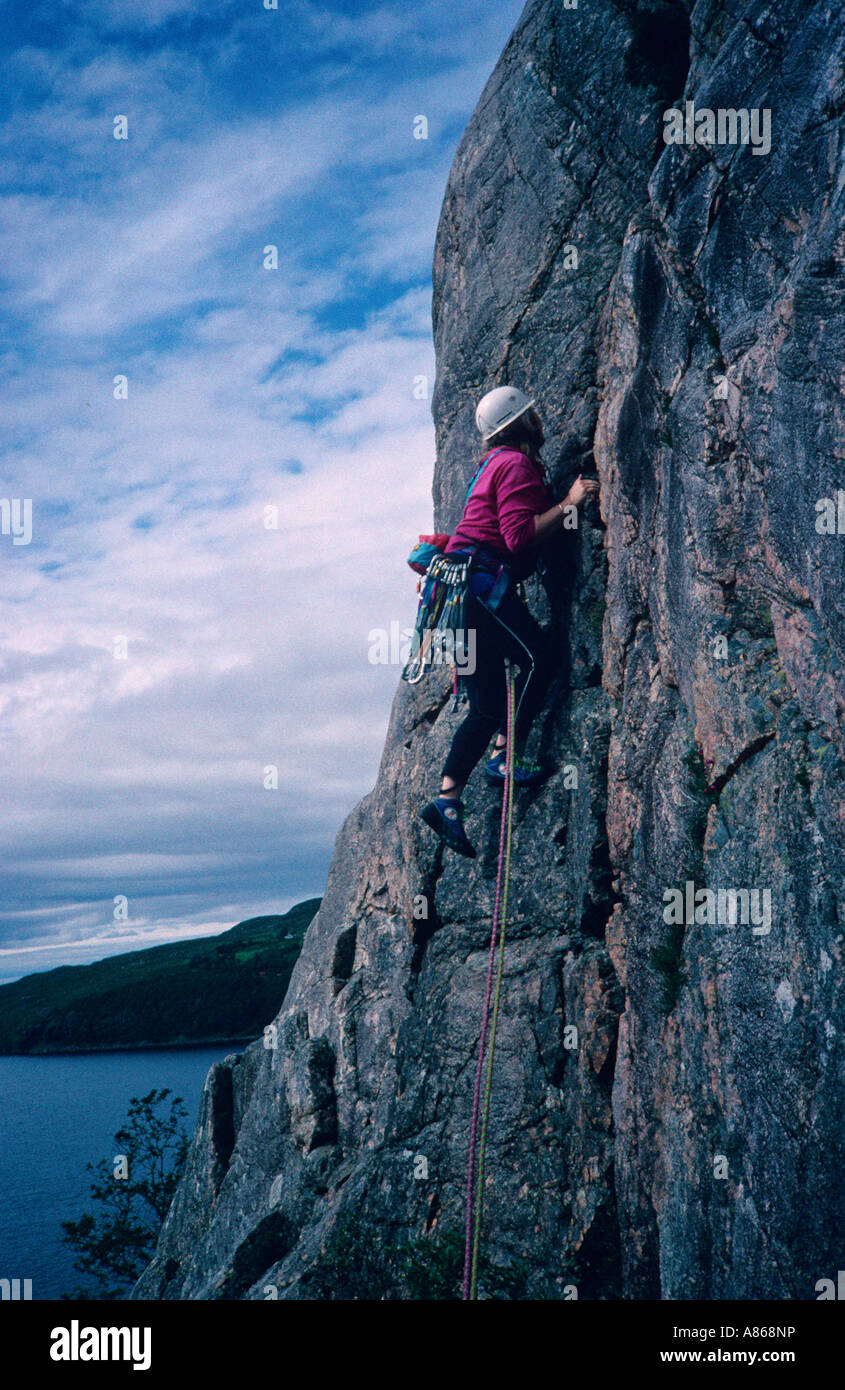 Rock Climbing Diabaig Scotland Stock Photo Alamy
