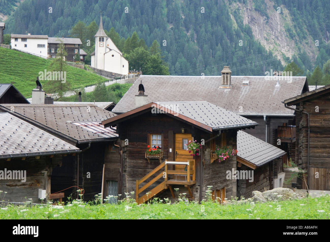 Village of Binn Binn Wallis Switzerland August 2006 Stock Photo
