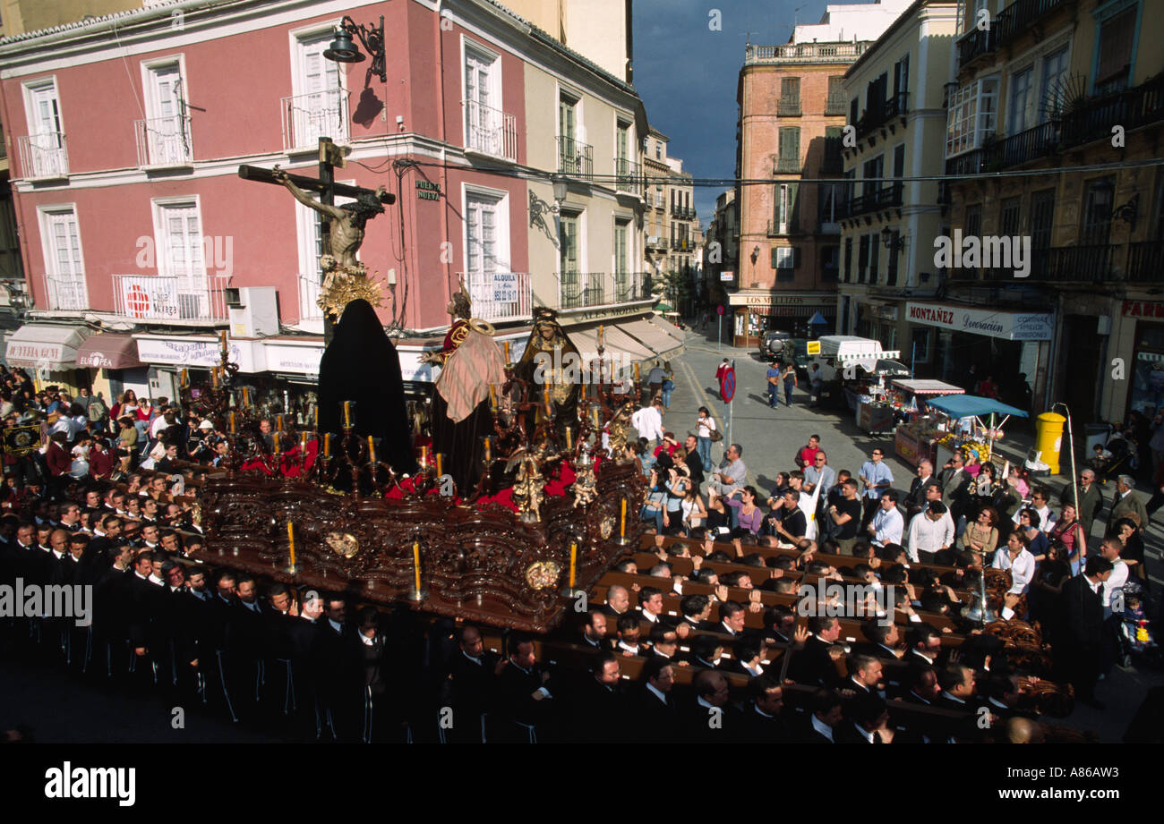Easter procession in the streets of Malaga Spain Stock Photo