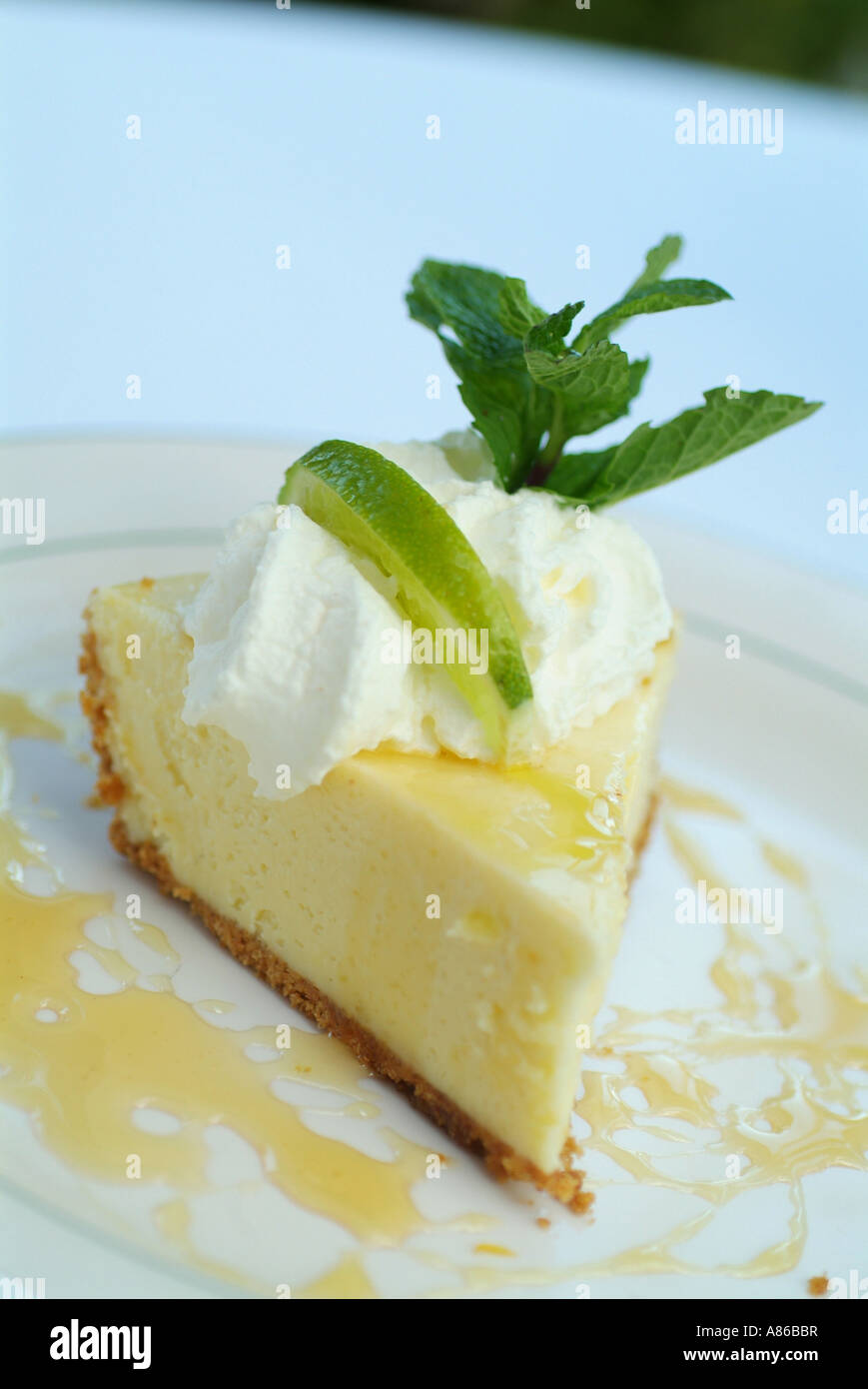 Key lime pie served at Mangoes Restaurant on Duval Street Stock Photo