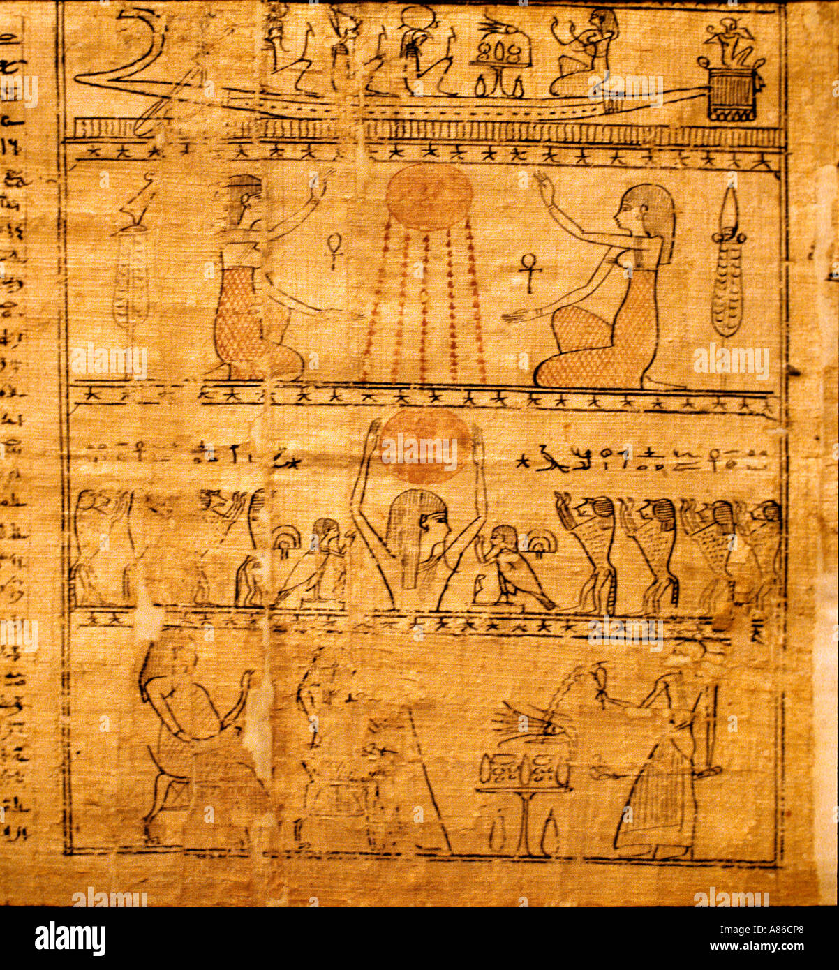 Book of dead of Ta-Amen Sakkara Ptolemaic 332-318 Papyrus Stock Photo