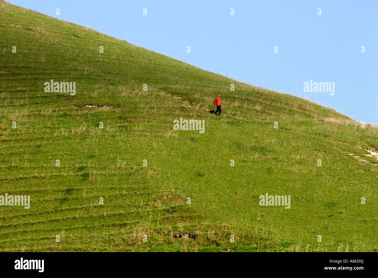 Celtic and Mediaeval ploughing patterns on Picked Hill in the Vale of Pewsey Stock Photo