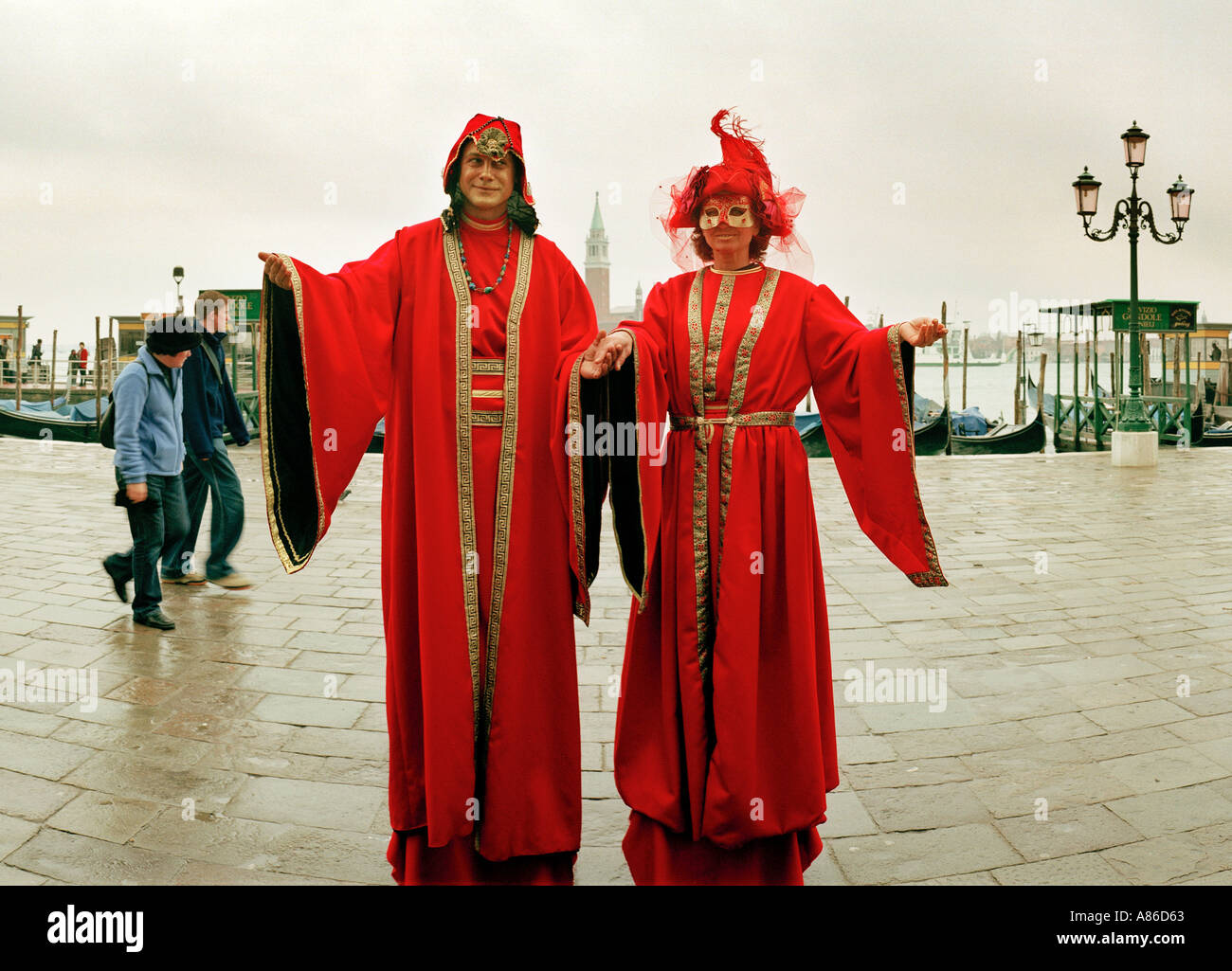 Human statues in Venice Stock Photo