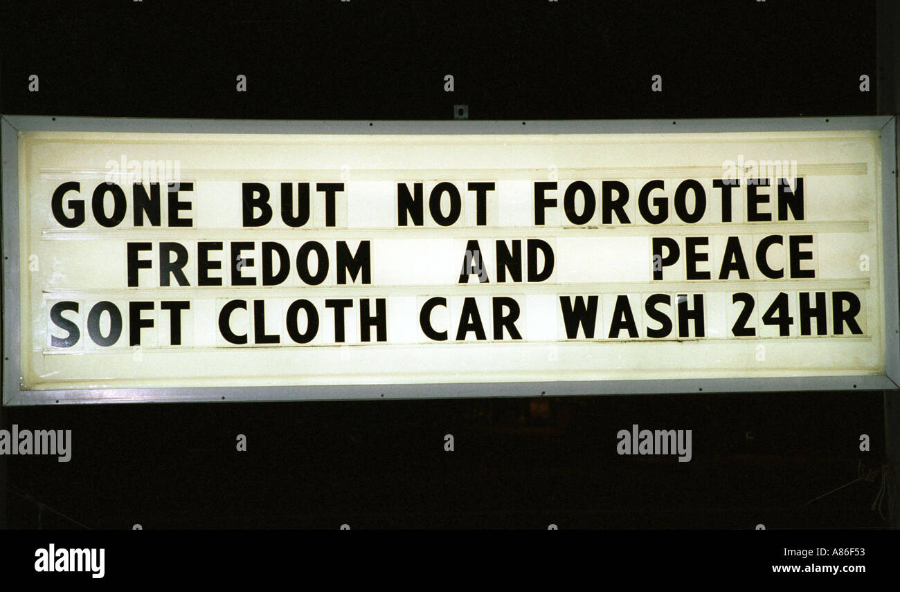 Illuminated sign at gas station in Delaware USA Stock Photo