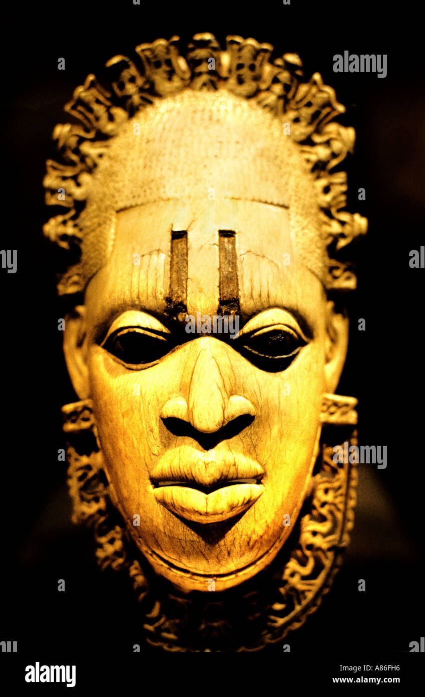 Ivory Pendant Queen Nigeria Benin 16 th  Africa African Mask Iyoba Stock Photo