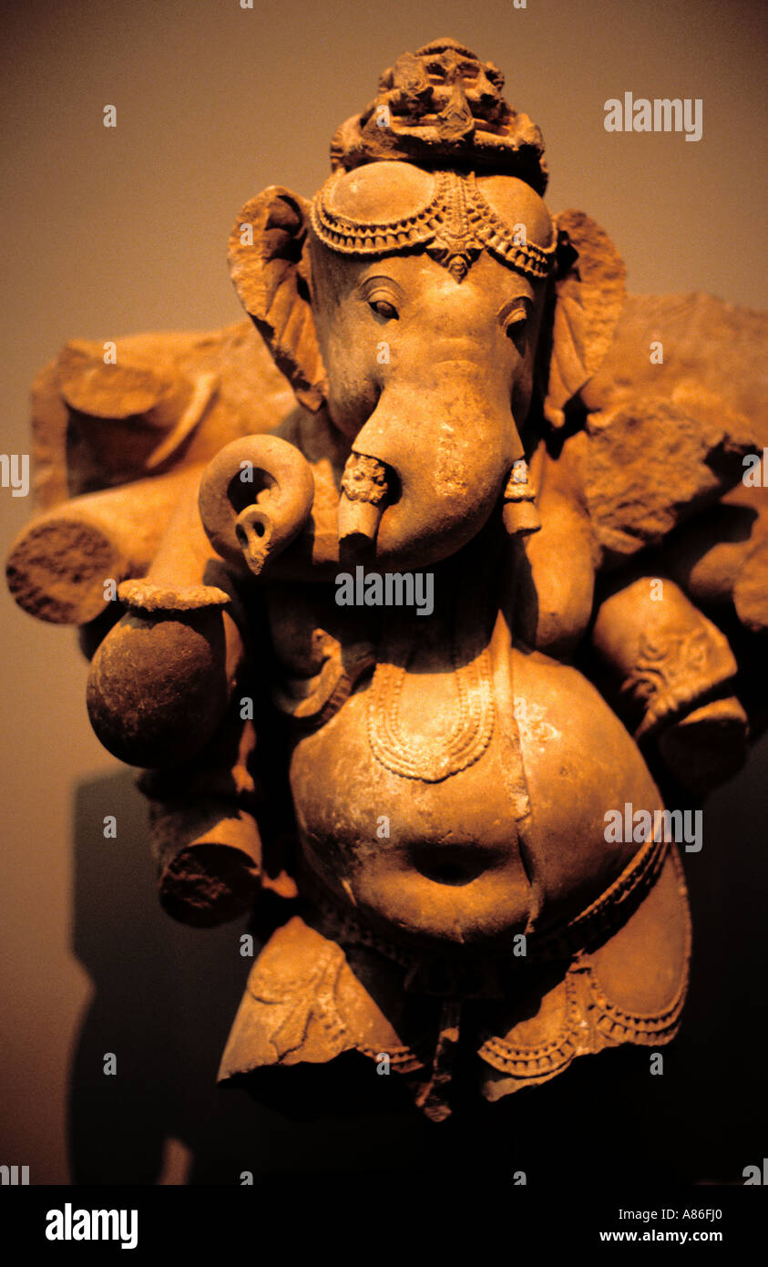 Museum elephant  Ganesha India 11 Century sculpture Stock Photo