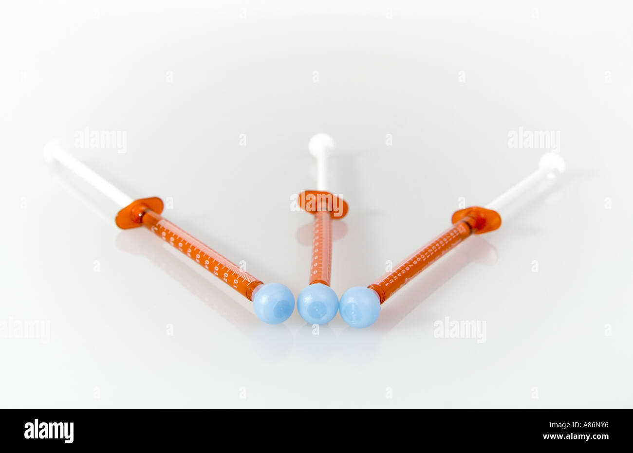 Three syringe on white Stock Photo