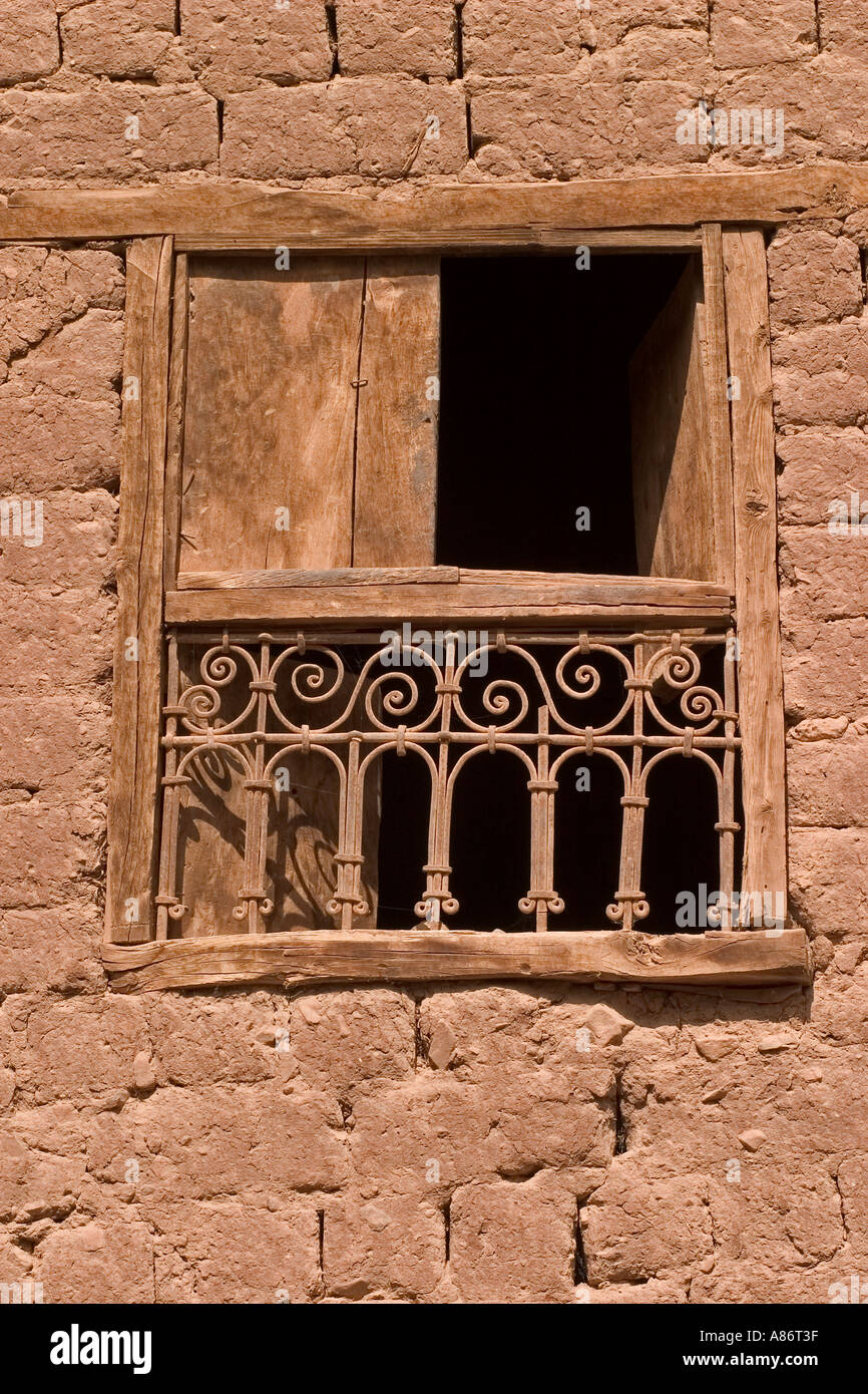 Traditional berber window in a small village of the Moroccan High Atlas Stock Photo
