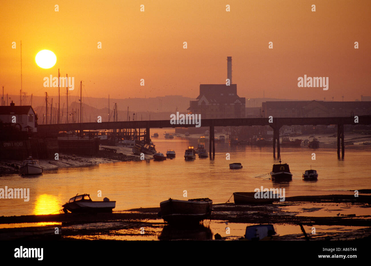 Shoreham shoreham by sea West Sussex just after sunrise Stock Photo