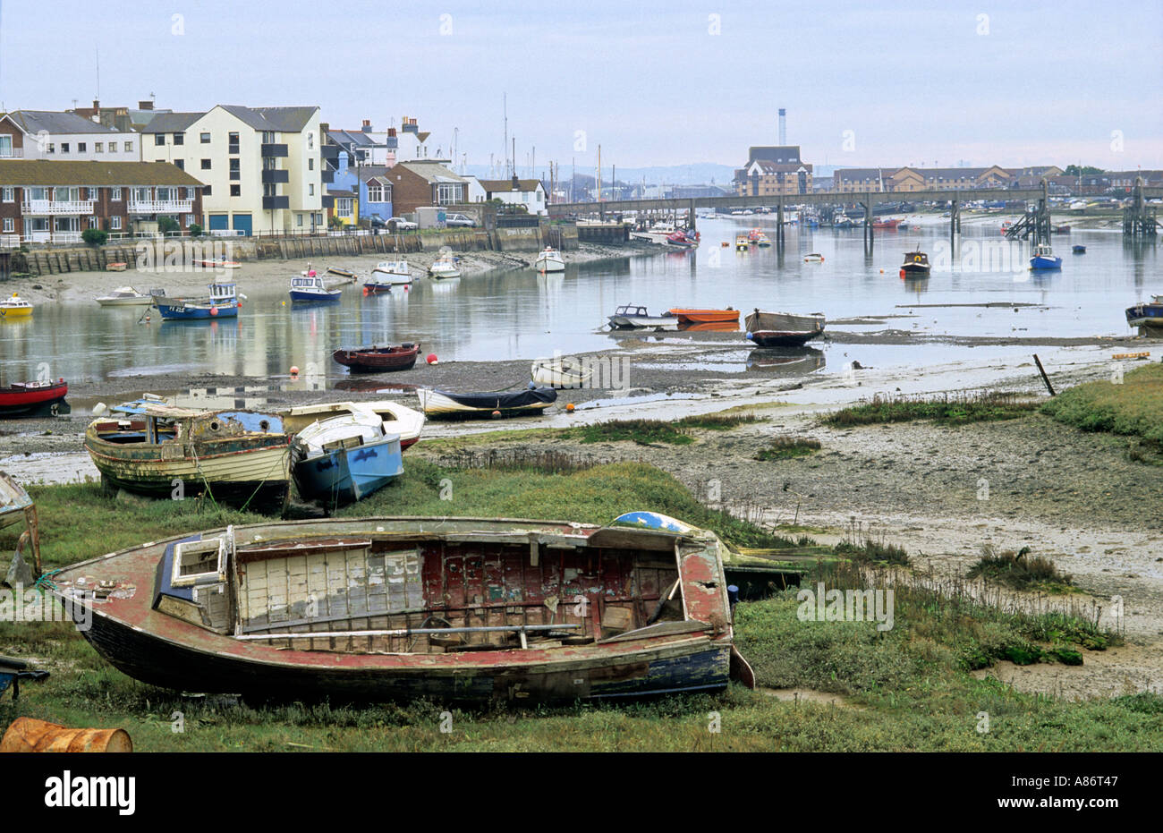 Boats on the river Adur at Shoreham shoreham by sea West Sussex Stock Photo