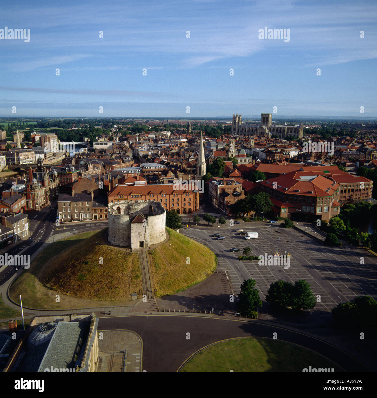 Clifford s Tower York UK aerial view Stock Photo