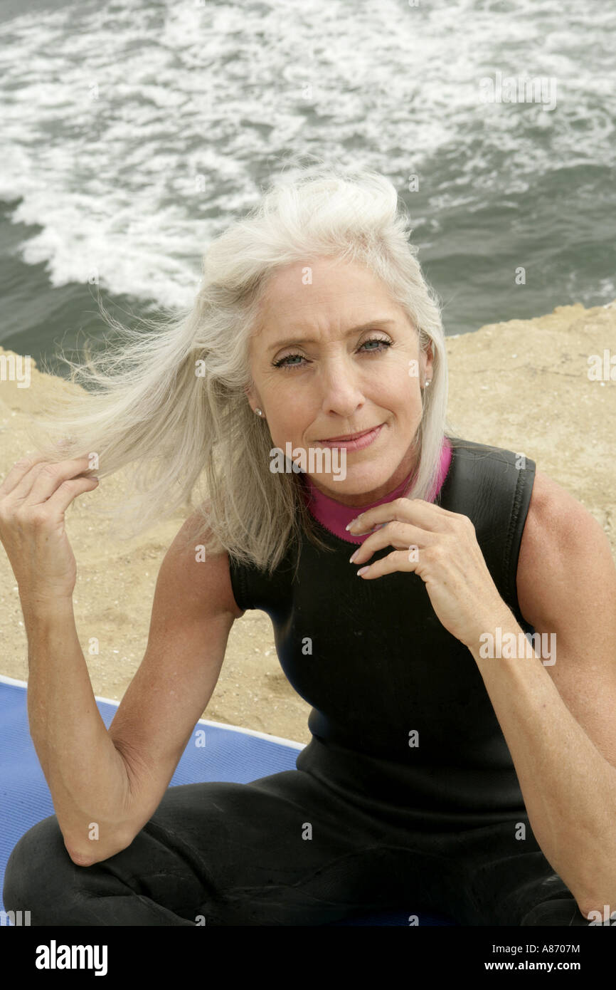 Mature woman swimming one person hi-res stock photography and images ...