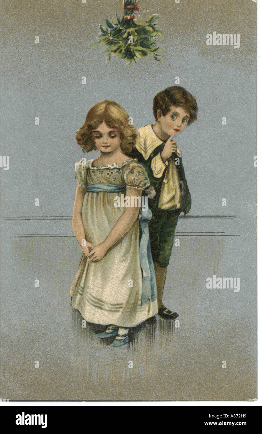 Christmas greeting postcard circa 1905 Stock Photo