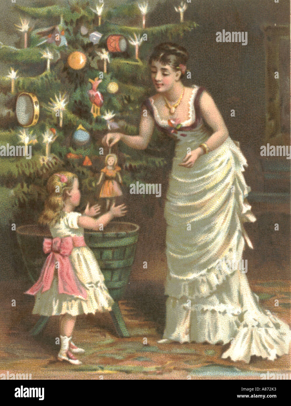 Christmas greetings card circa 1900 Stock Photo