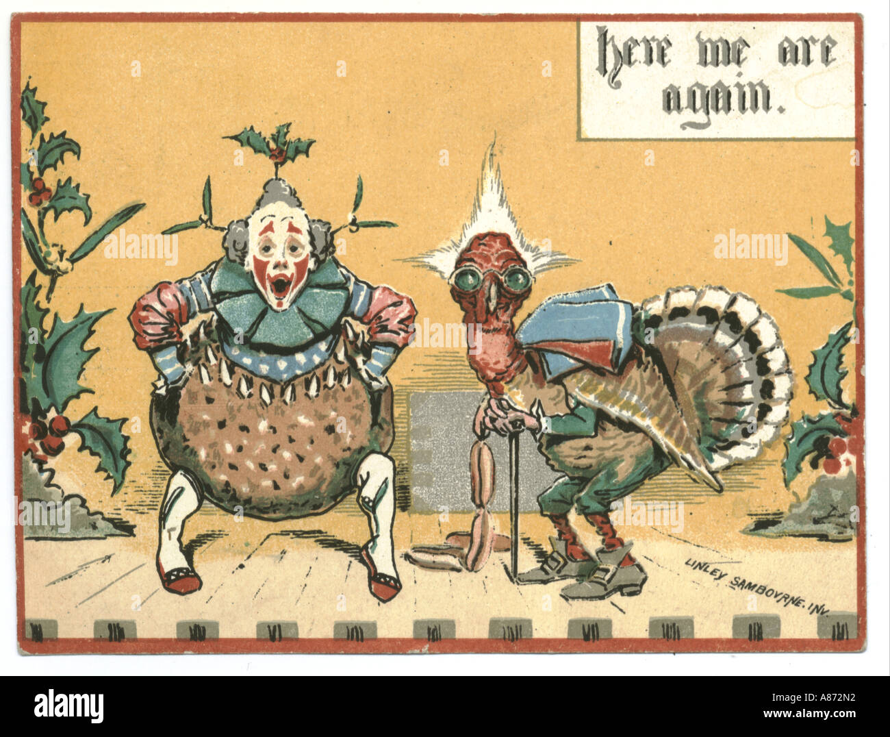 Christmas greeting card circa 1890 by Linley Sambourne Stock Photo