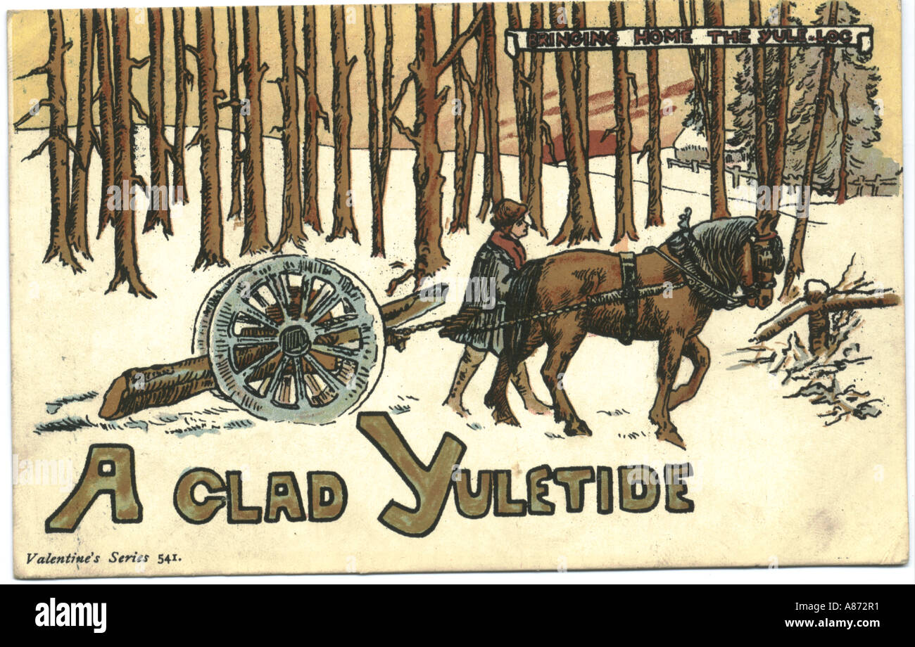 Christmas greeting postcard circa 1906 Stock Photo