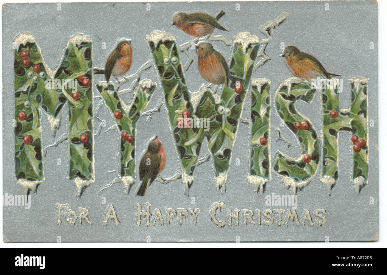 Christmas greeting postcard postally used 1906 Stock Photo