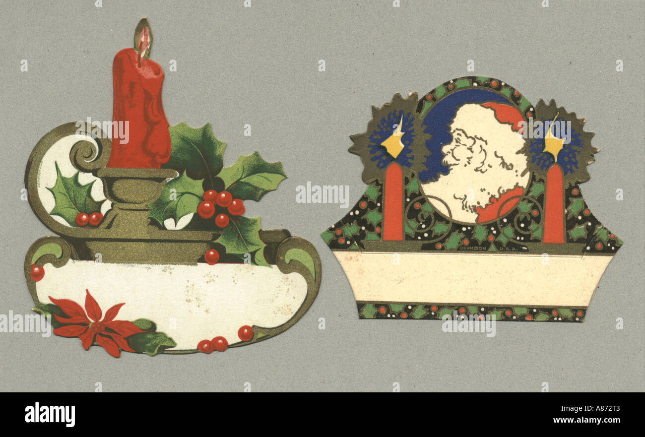 Christmas meal place cards circa 1930 Stock Photo Alamy Christmas meal place cards circa 1930 Stock Photo Alamy