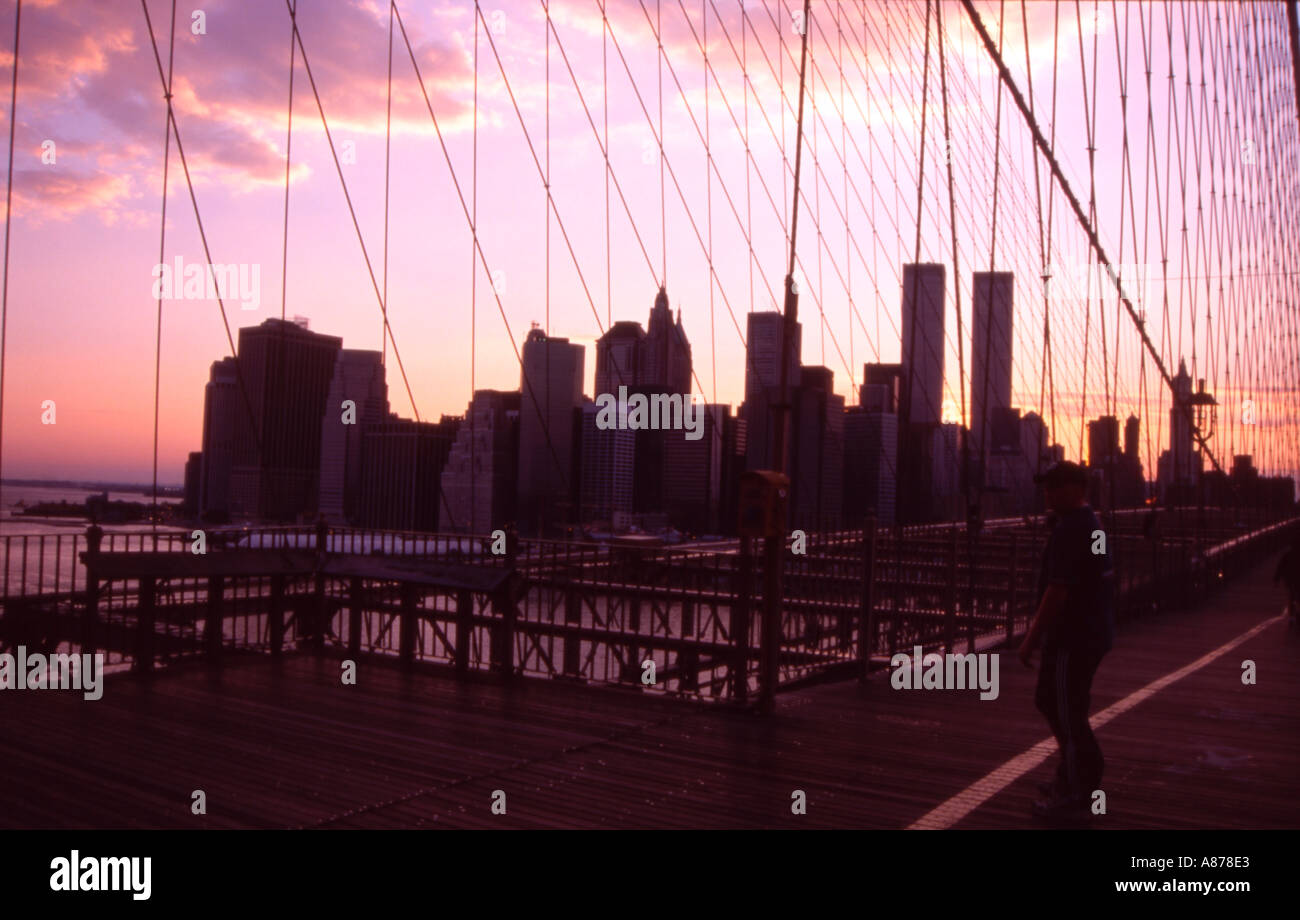 New York City Skyline as seen from the Brooklyn Bridge Stock Photo - Alamy