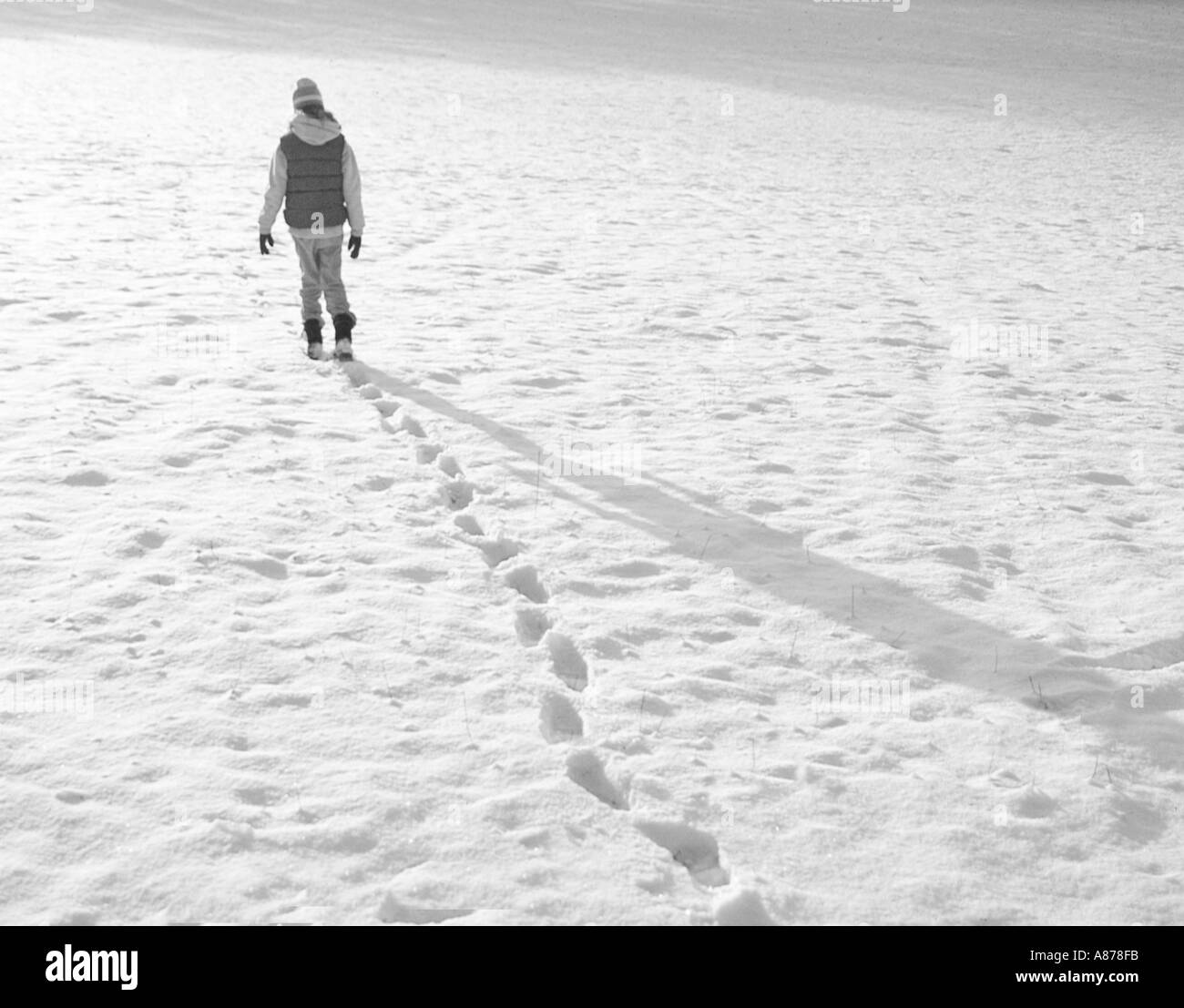 Footsteps In The Snow Stock Photo