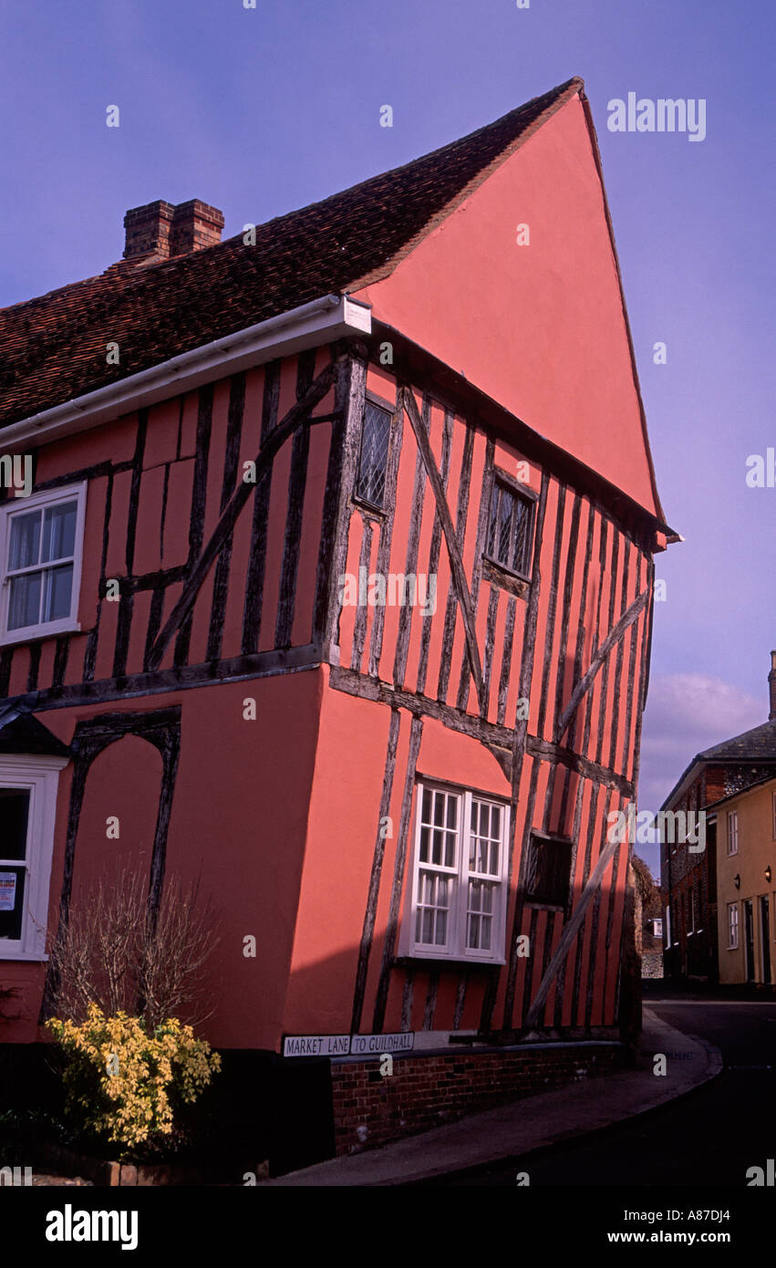 Leaning tudor house Lavenham Suffolk England Stock Photo Alamy
