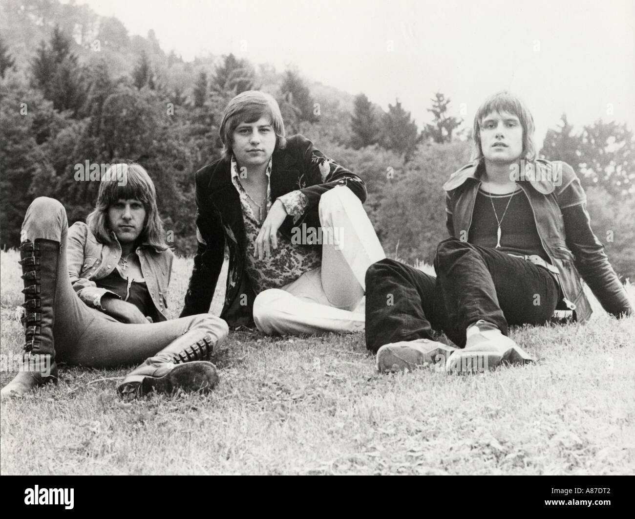 EMERSON LAKE AND PALMER Promotional photo of UK rock group in 1973. From  left : Keith Emerson, Greg Lake and Carl Palmer Stock Photo - Alamy