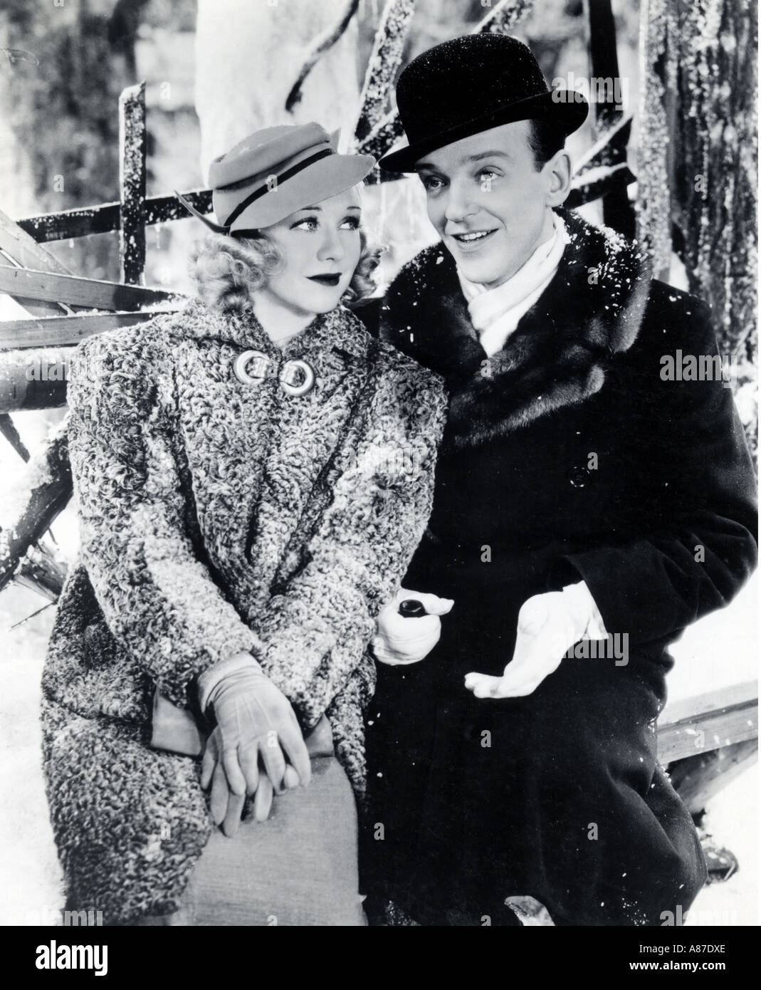 SWING TIME 1936 RKO film with Ginger Rogers and Fred Astaire in the 'A Fine Romance' scene composed by Jerome Kern Stock Photo