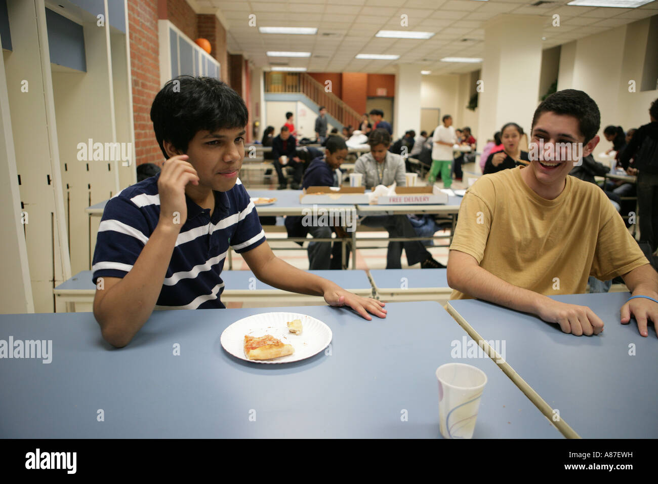 Boys (1617) sitting in canteen Stock Photo Alamy