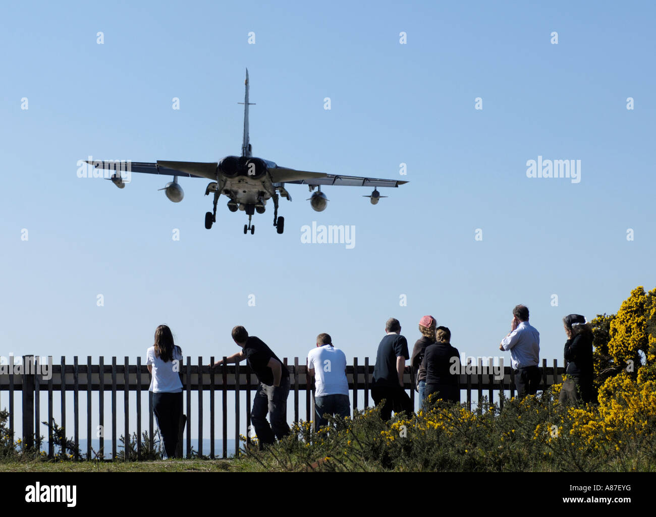 Tornado twin engined GR4 coming in to land at RAF Lossiemouth Morayshire Scotland Stock Photo