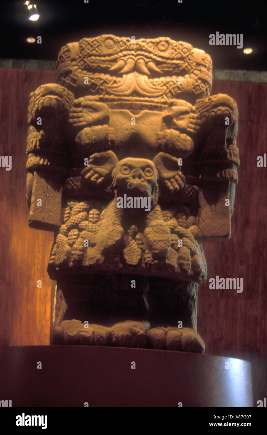 Stone statue of Coatlicue at Mexican Museum of Anthropology and