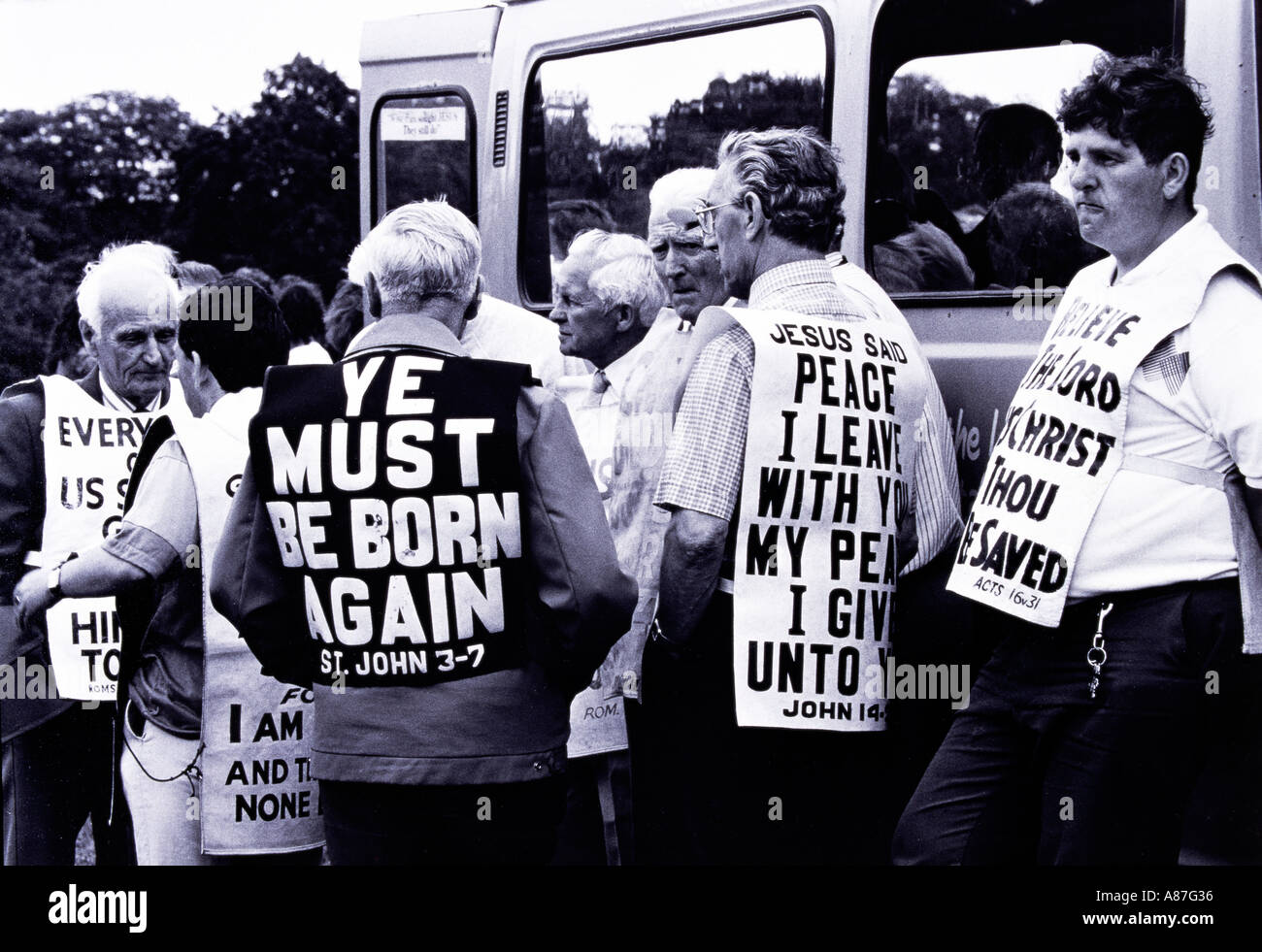 sandwich board protesters Belfast Northern Ireland Stock Photo