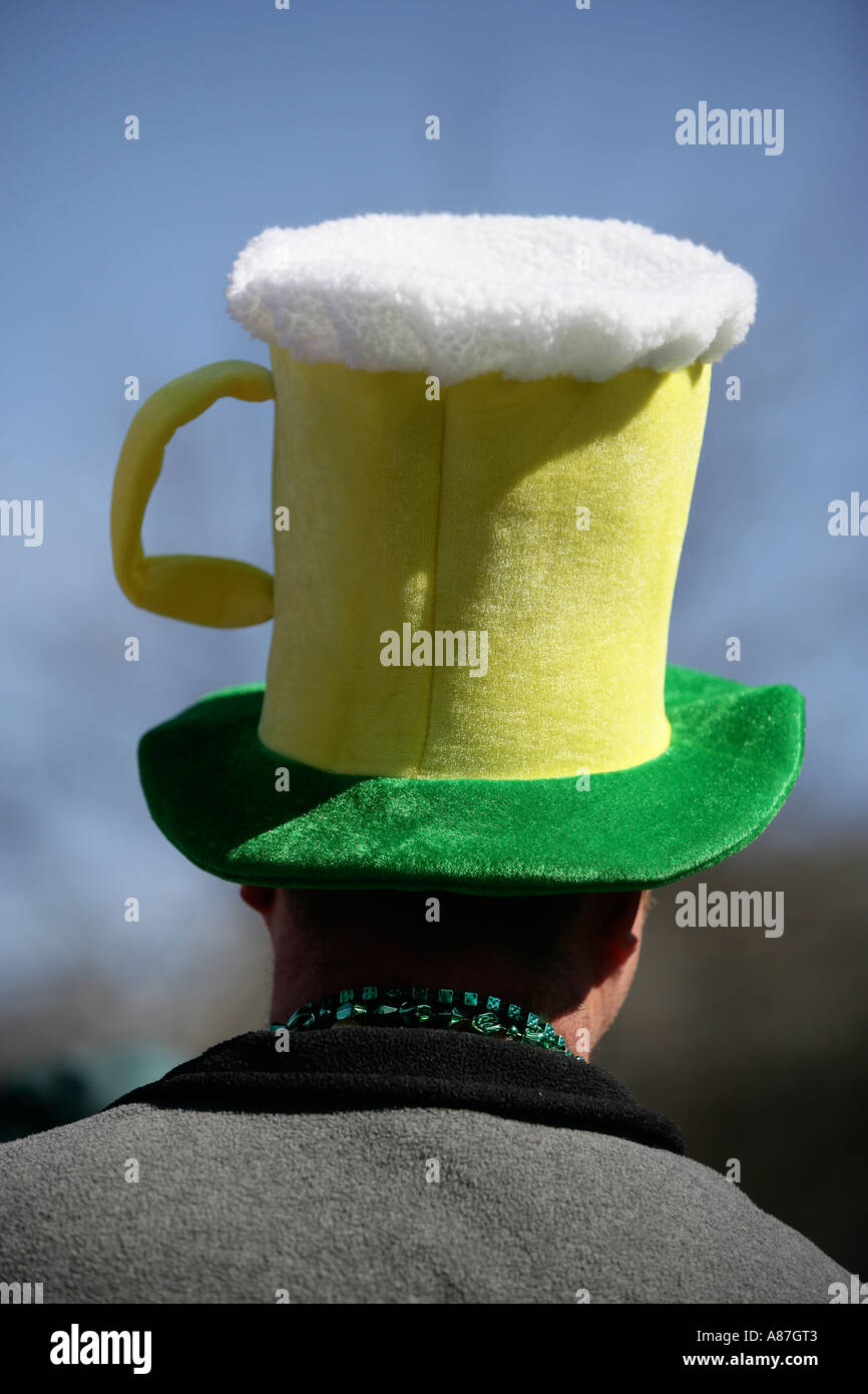 St Patrick s Day funny hat on Man Stock Photo