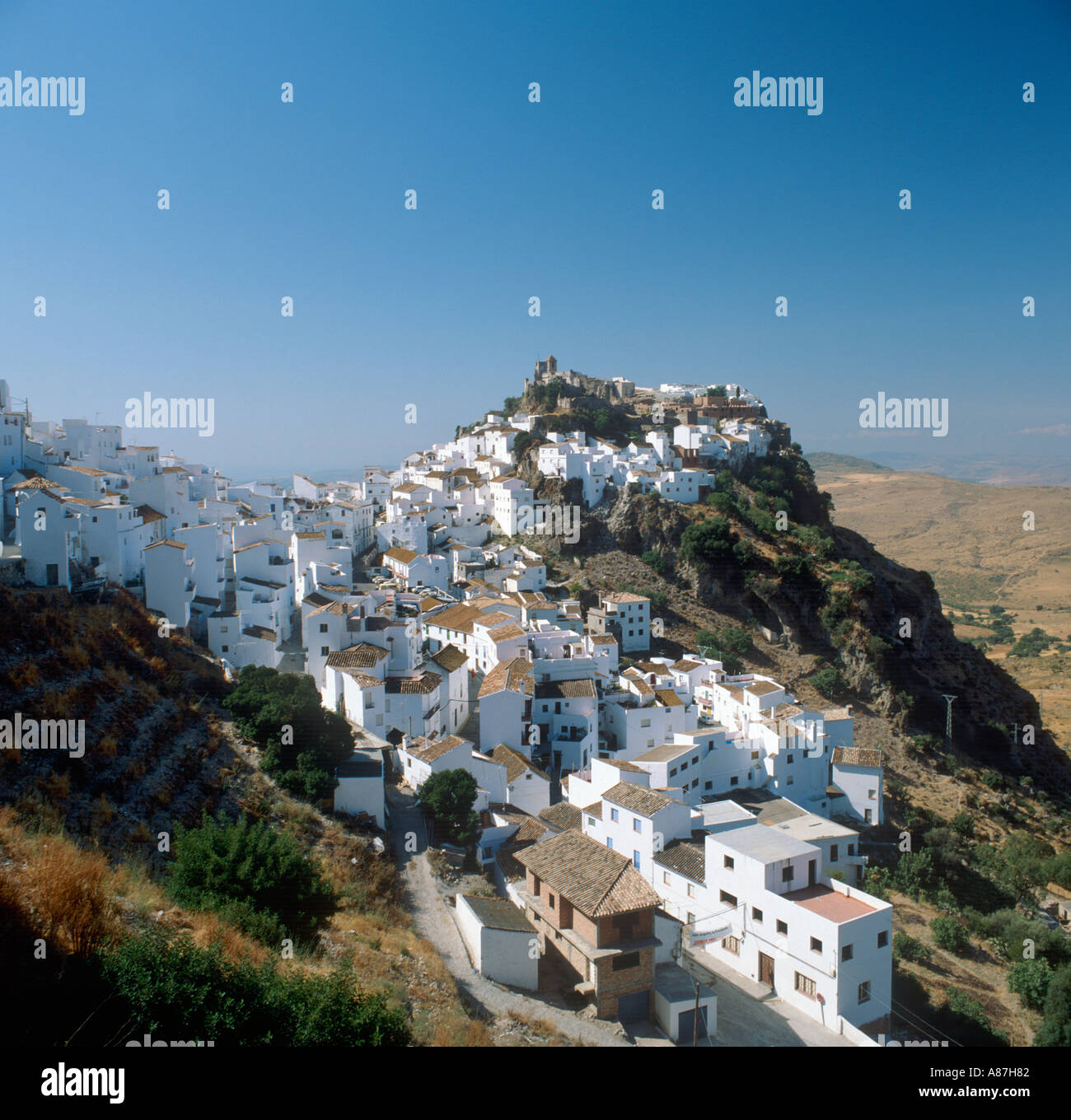 Casares, one of the Pueblos Blancos,  inland from the Costa del Sol,  Andalucia, Spain Stock Photo