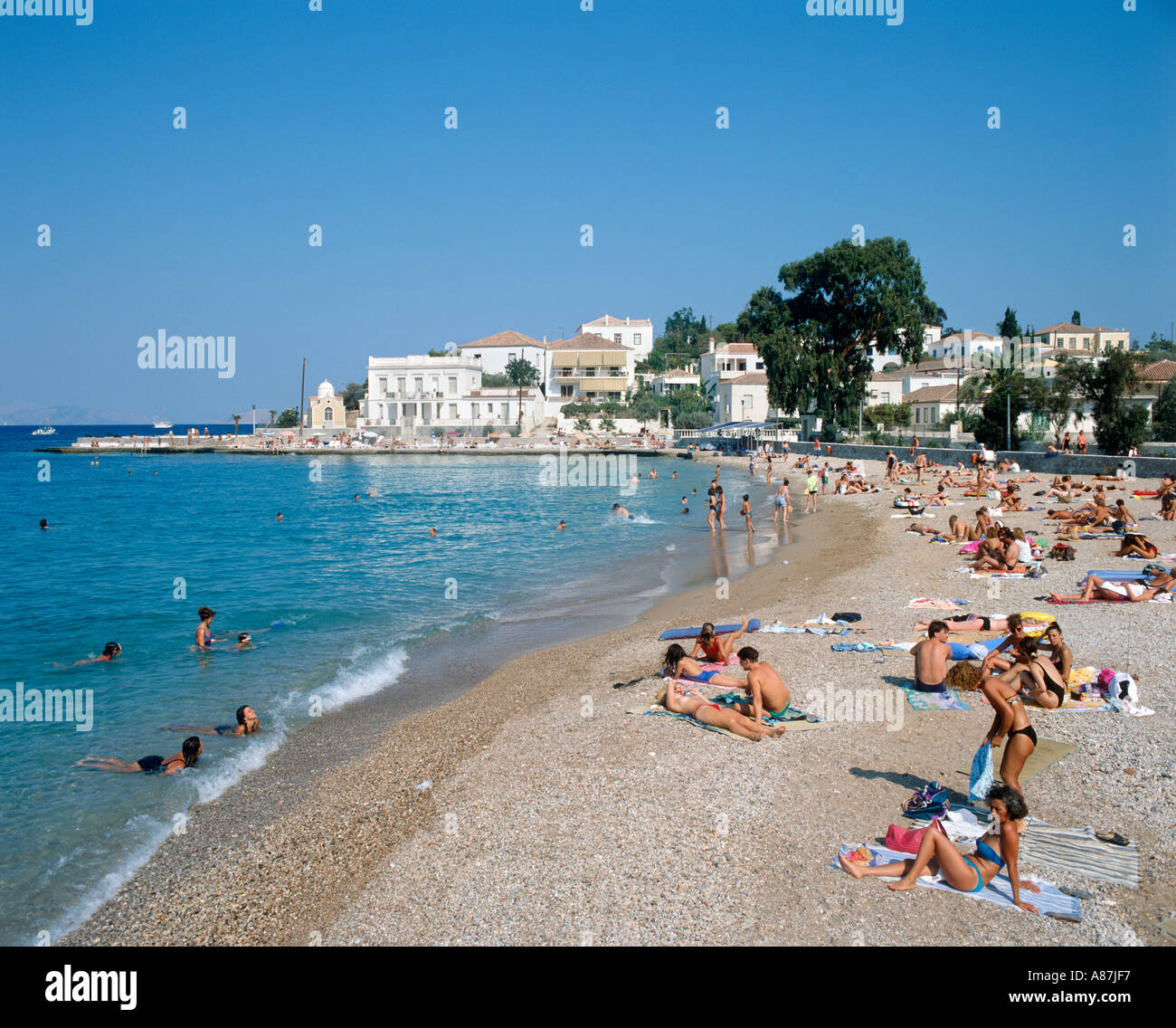 Spetses Town Beach (Ayios Mamas), Spetses, Saronic Islands, Greece