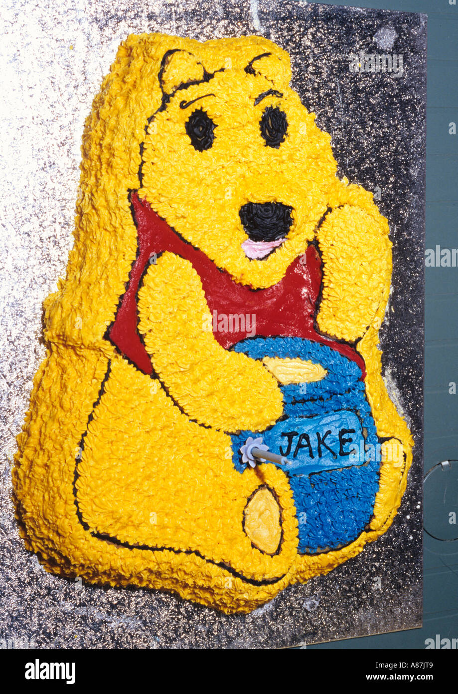 Winnie The Pooh Birthday Cake in the uk Stock Photo