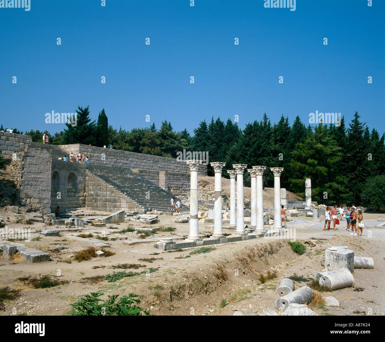 Temple ruins, The Asklepieion, Kos, Dodecanese Islands, Greece Stock Photo