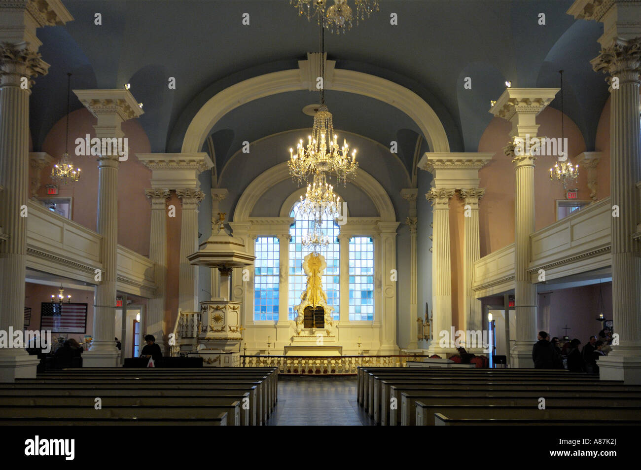 St Pauls chapel interior New York city USA Stock Photo Alamy