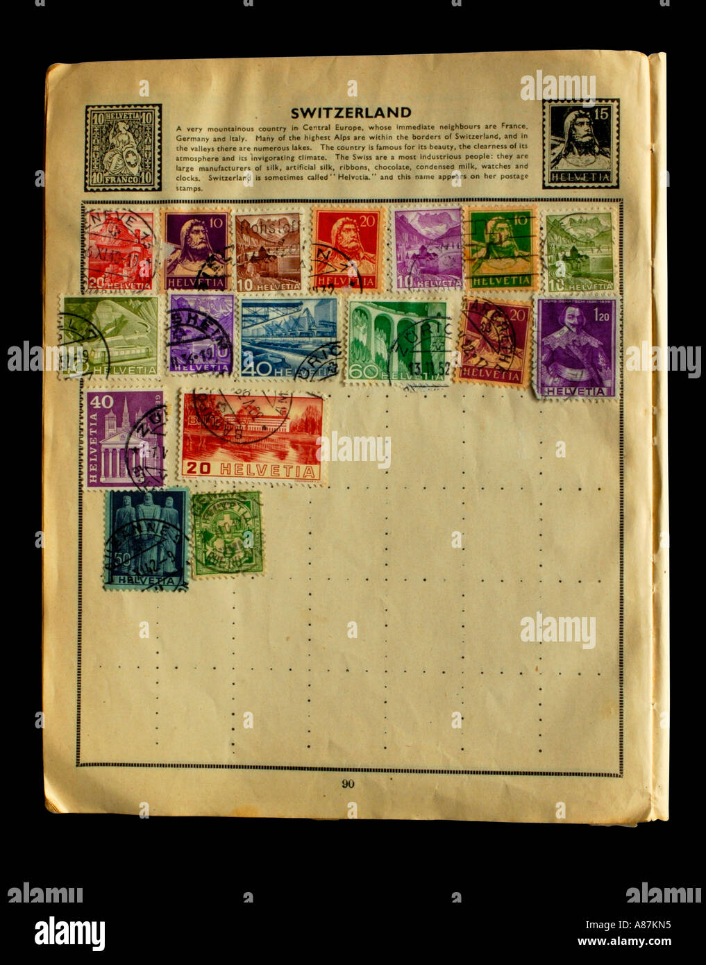 Stamp Album - Switzerland Stock Photo
