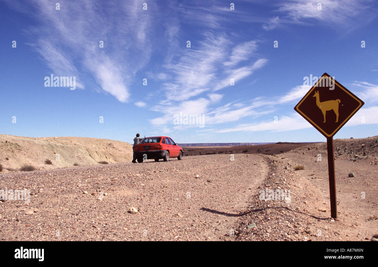 On the road to Jaramillo Petrified Forerst Argentina South America Stock Photo