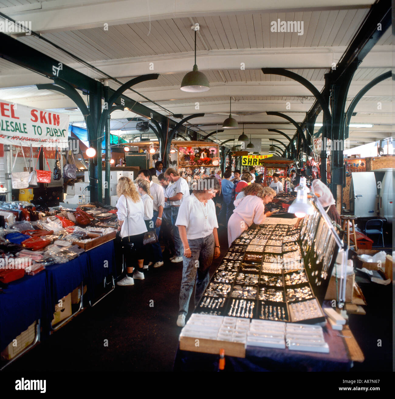 Interior of the French Market, French Quarter, New Orleans, Louisiana Stock Photo