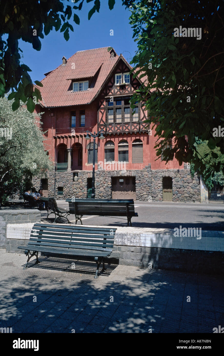 Old Tudor German style home in Santiago Chile Stock Photo