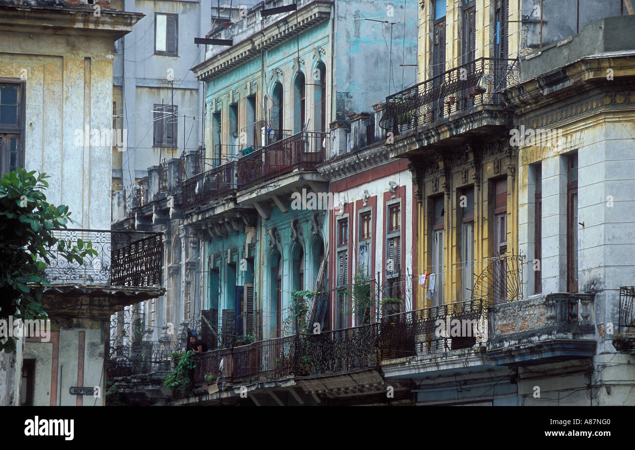 balconies Havana Cuba Stock Photo