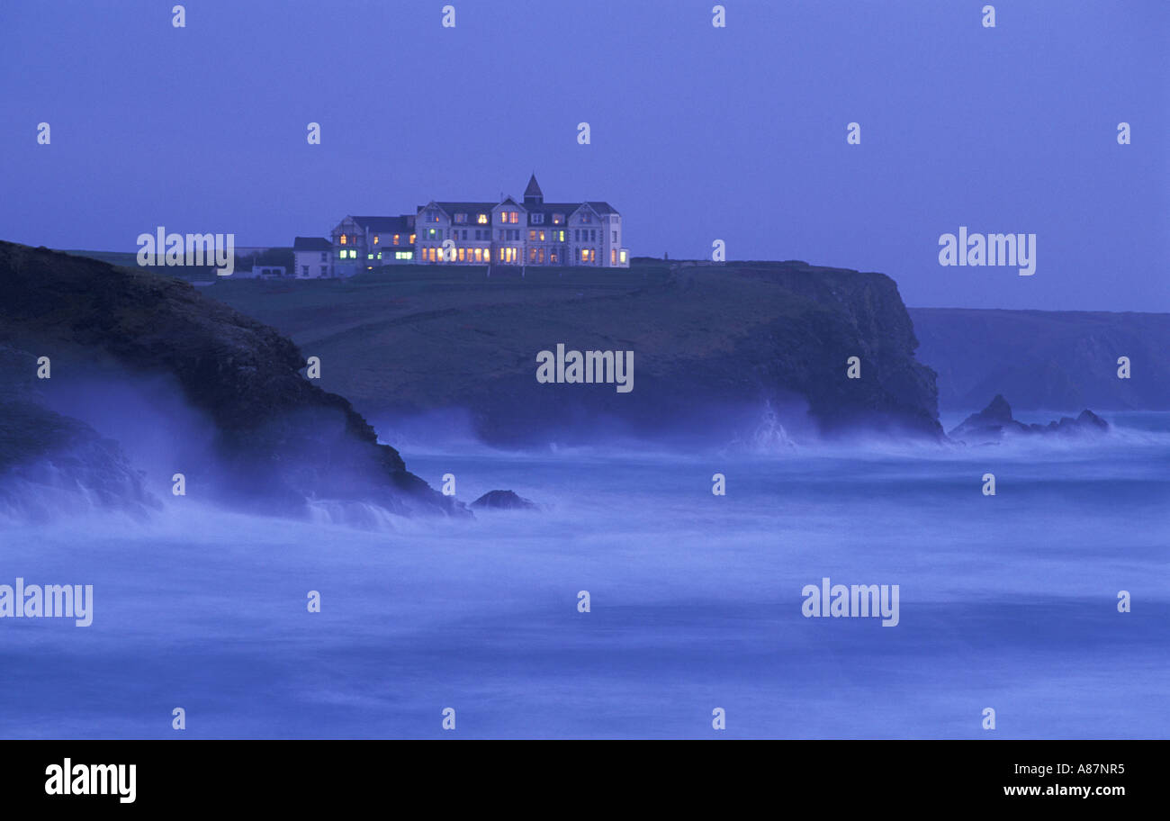 Hotel on cliff tops near Dunwalloe The Lizard Cornwall England UK Stock