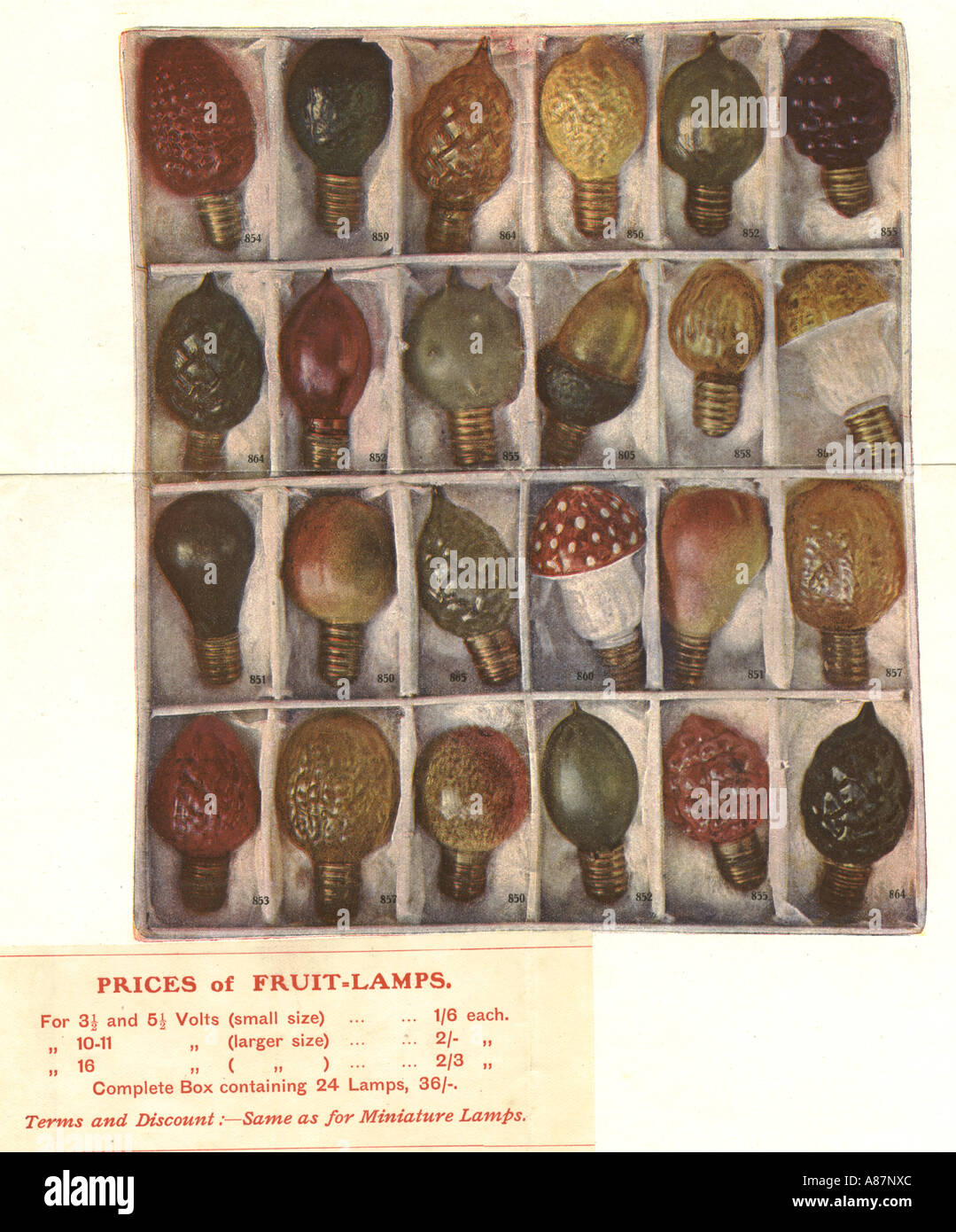 Christmas tree lights price list circa 1920 Stock Photo Alamy