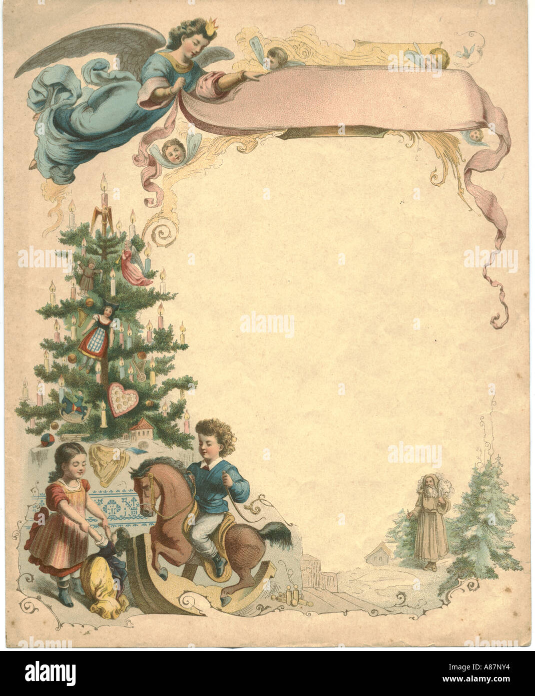 Christmas letter sheet circa 1840 Stock Photo