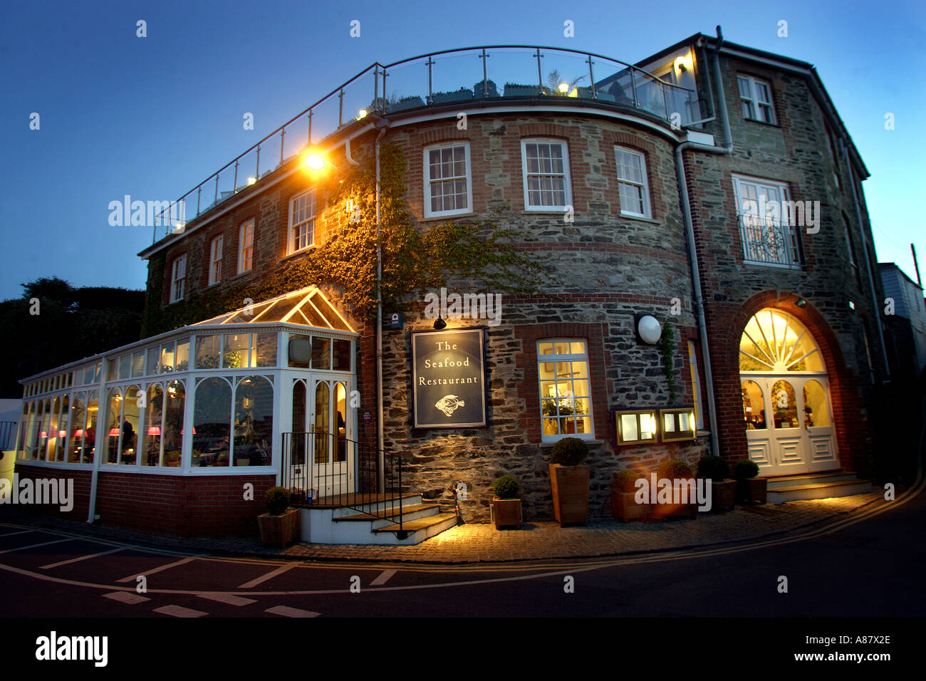 Celebrity TV television chef Rick Stein s Seafood Restaurant in Padstow Cornwall Stock Photo