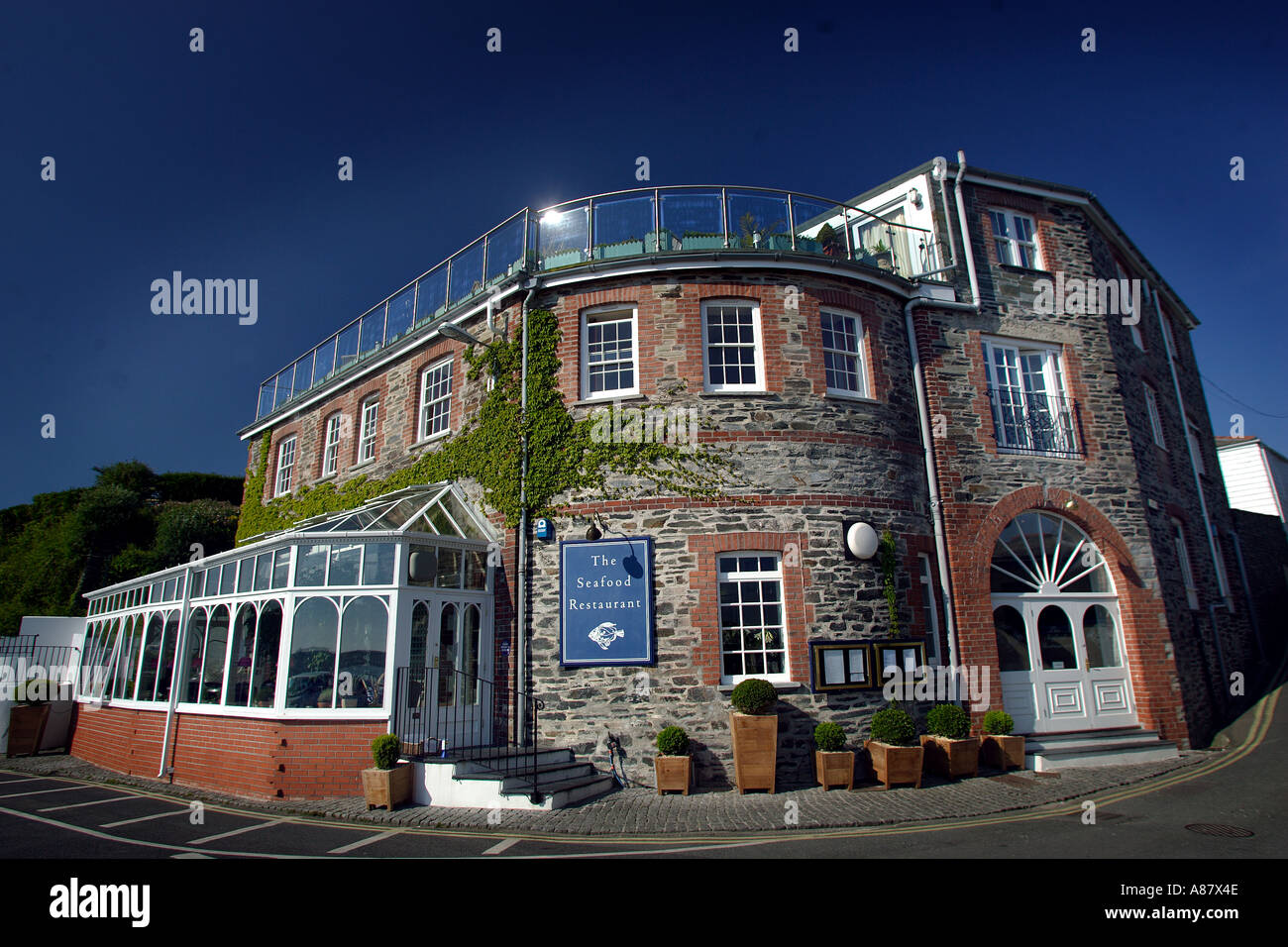 Celebrity TV television chef Rick Stein s Seafood Restaurant in Padstow Cornwall Stock Photo