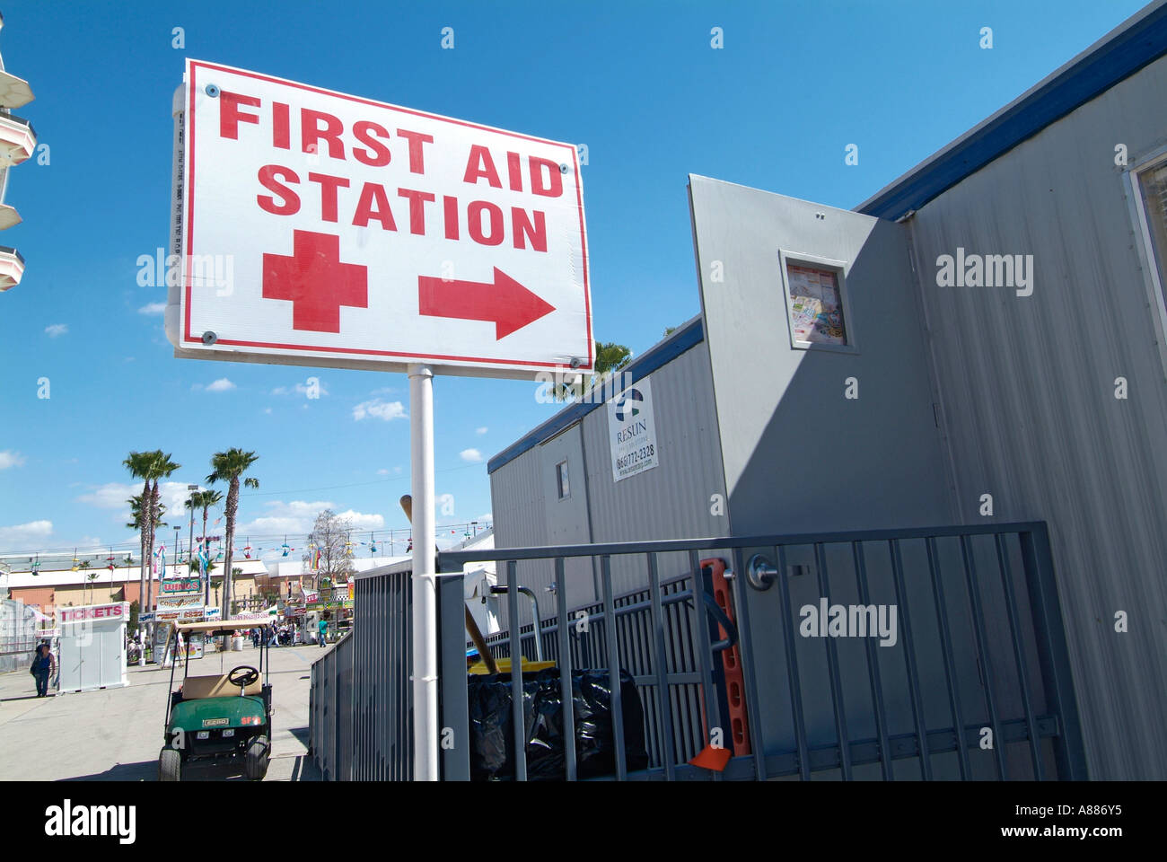 State Fair First Aid Sign showing the location of a first aid station at the Florida State ...