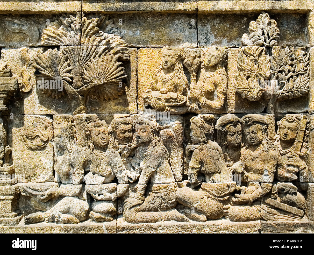 Stone wall carvings at Borobudur temple,Java,Indonesia Stock Photo - Alamy